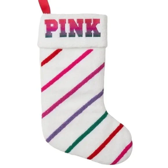 pink Limited Edition Sherpa Striped Christmas Stocking - Picture 2 of 9
